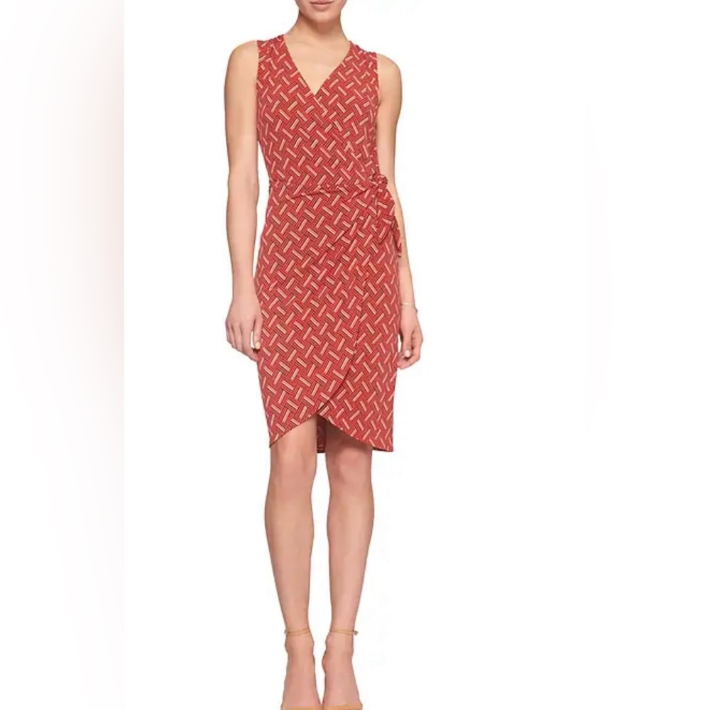 Banana republic women’s XS striped wrap, dress side, knot tie sleeveless stretch